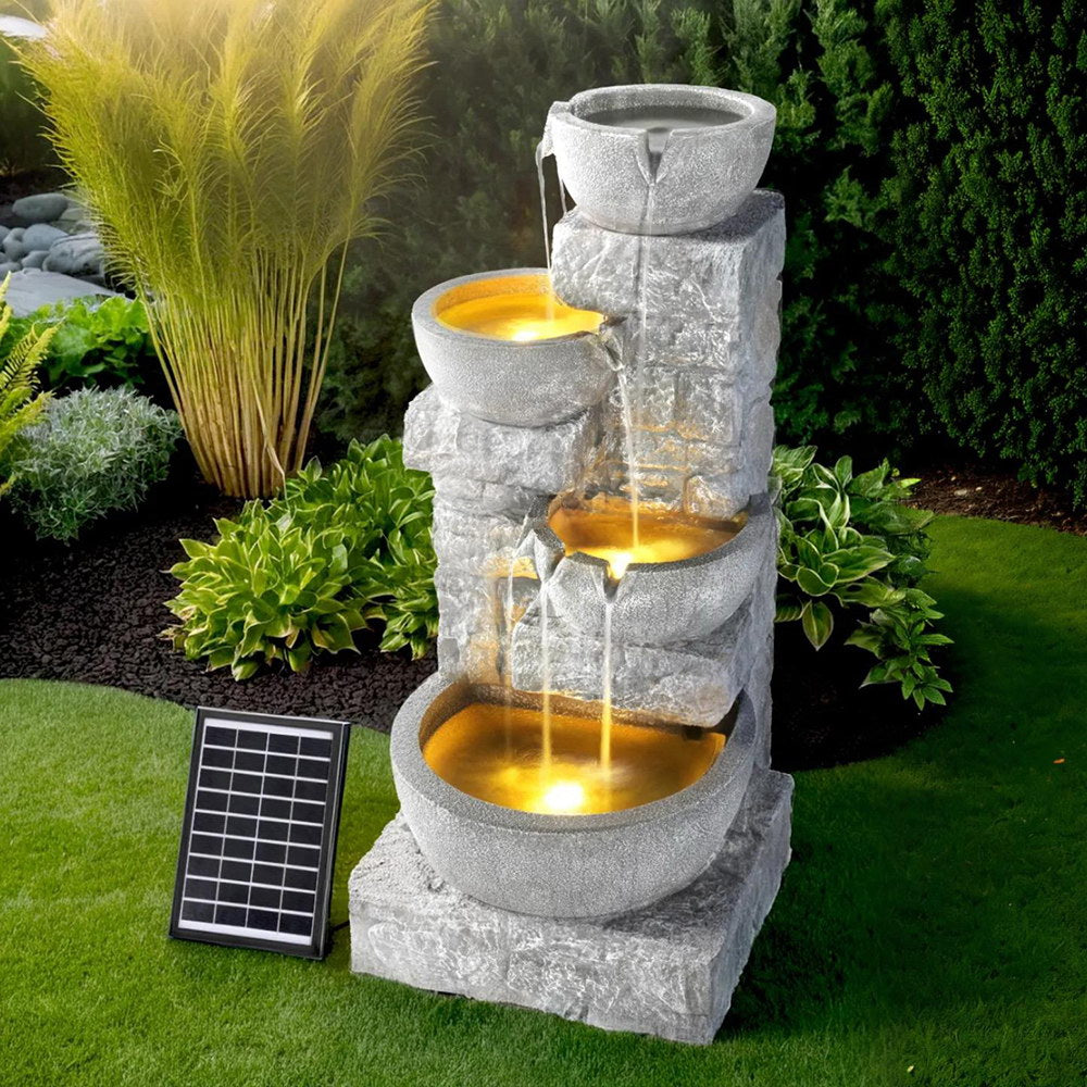 Elegant Solar-Powered 4-Tier Fountain Feature