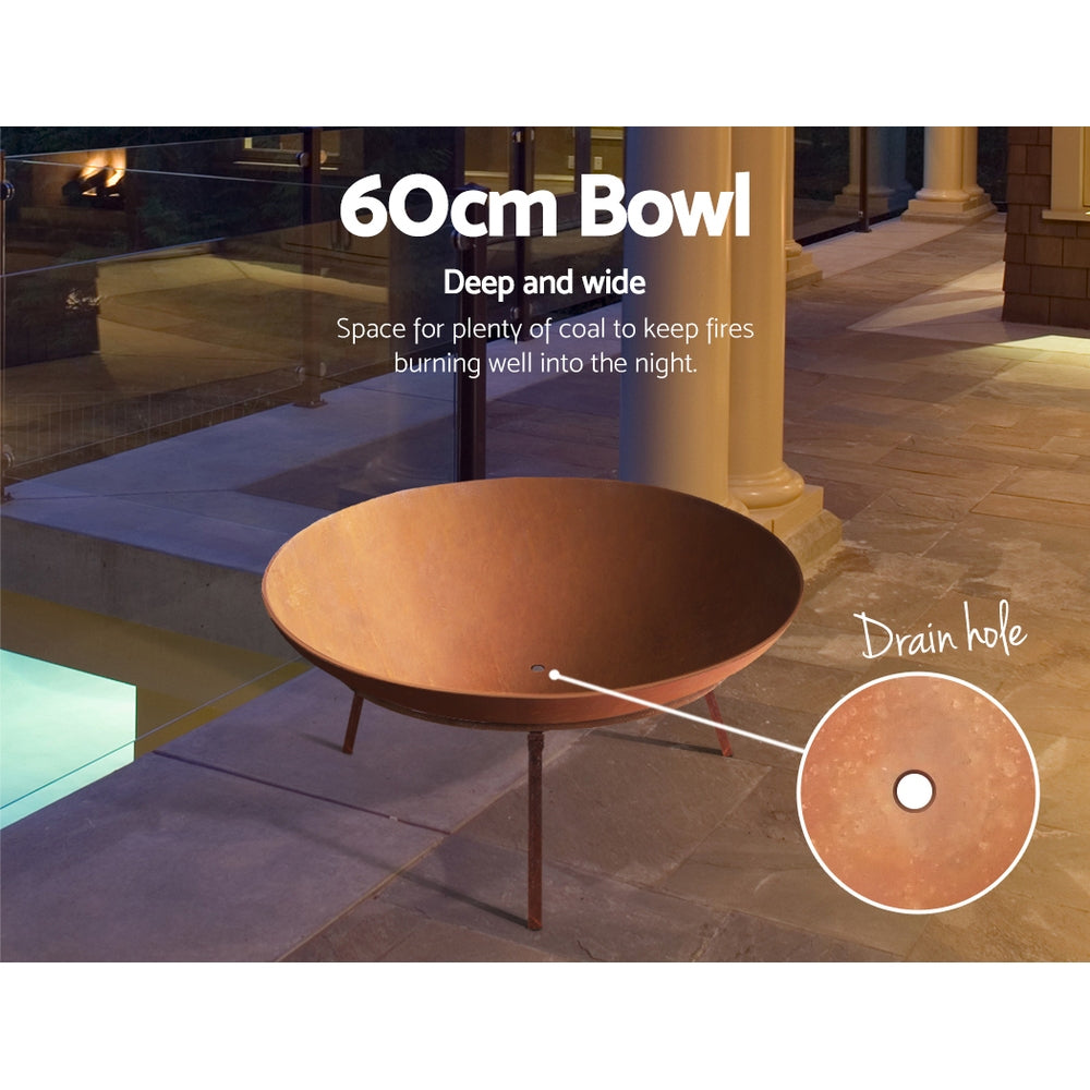 Nightcliff Rustic Fire Pit, 60cm Iron