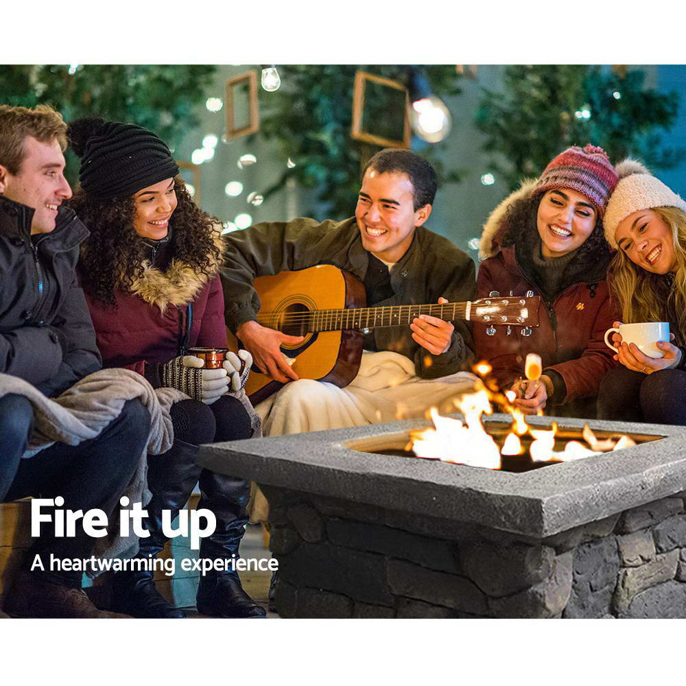 Litchfield Rustic Fire Pit Table, Square 55cm