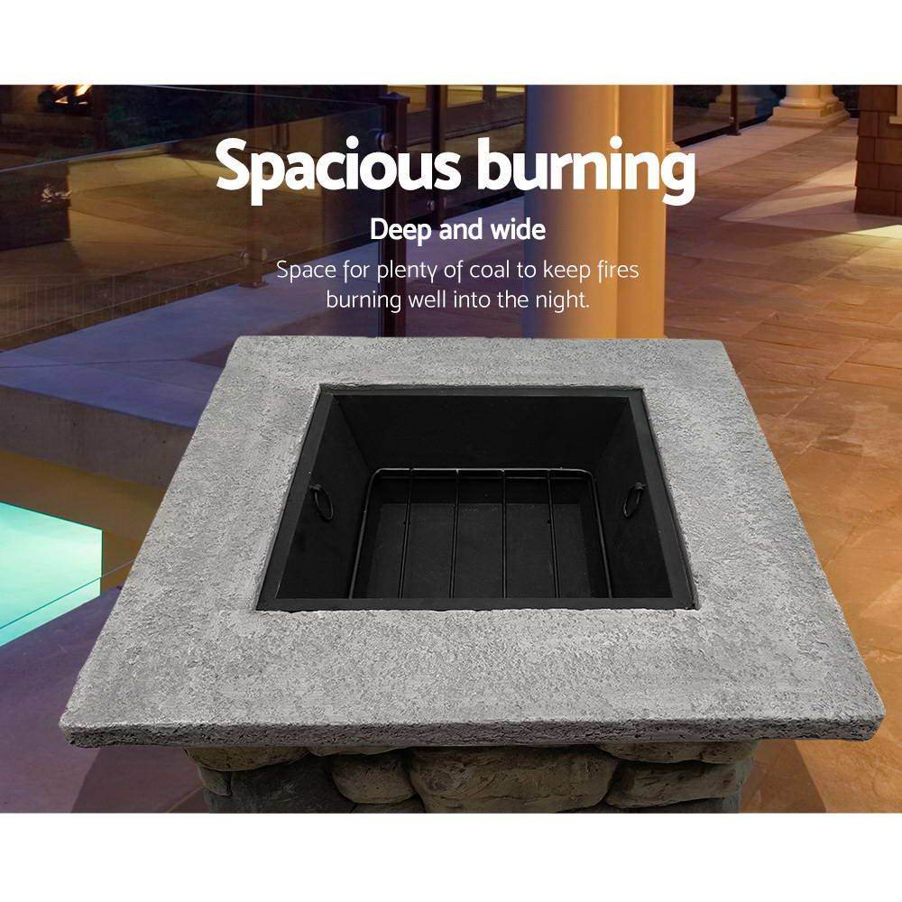 Litchfield Rustic Fire Pit Table, Square 55cm