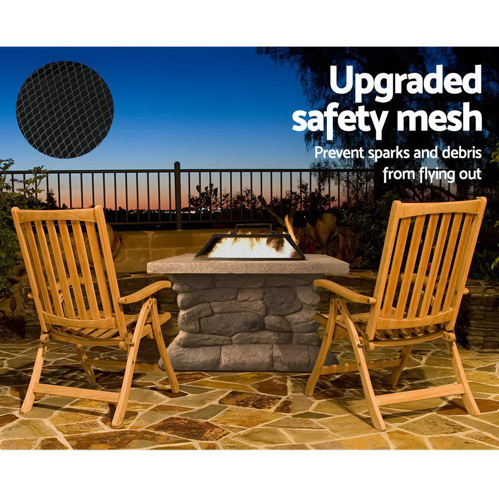 Litchfield Rustic Fire Pit Table, Square 55cm