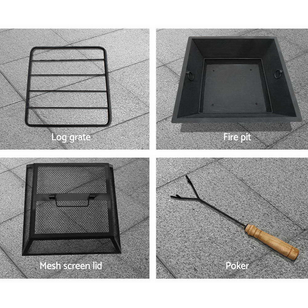 Litchfield Rustic Fire Pit Table, Square 55cm