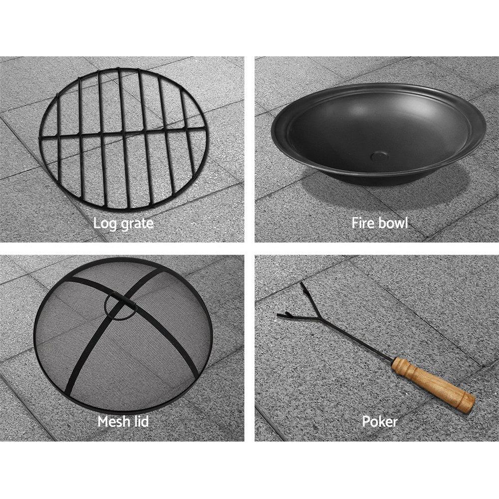 Litchfield Rustic Fire Pit Table, Round 70cm