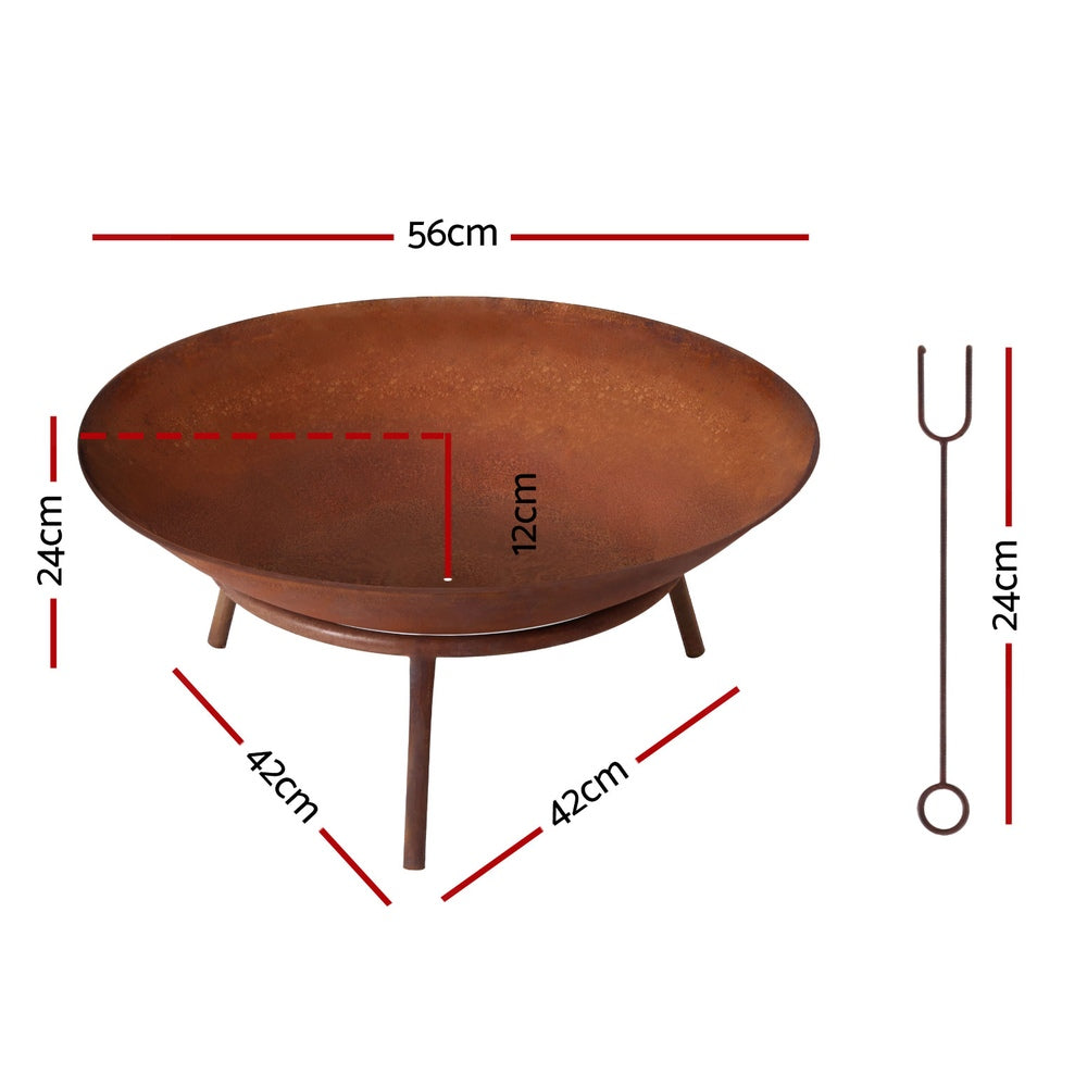 Cape Borda Rustic Fire Pit Bowl, 56cm Iron