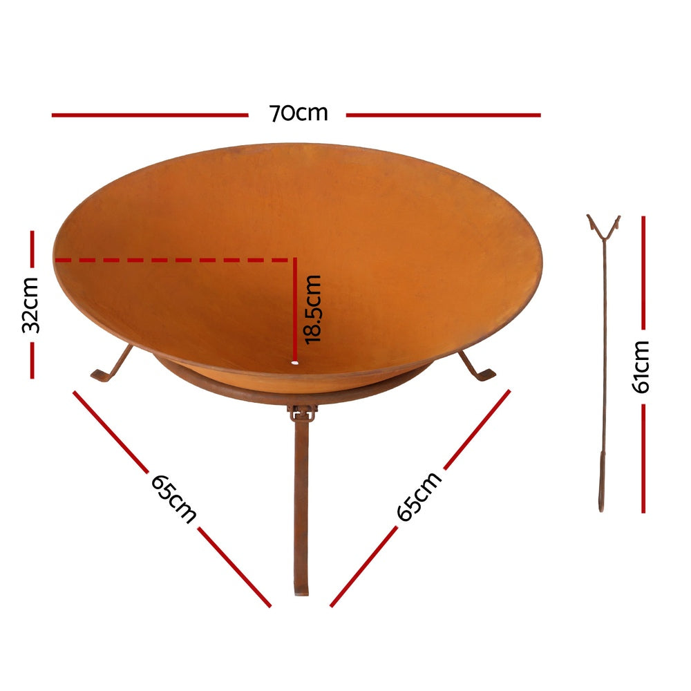 Port Elliot Rustic Fire Pit Bowl, 70cm Iron