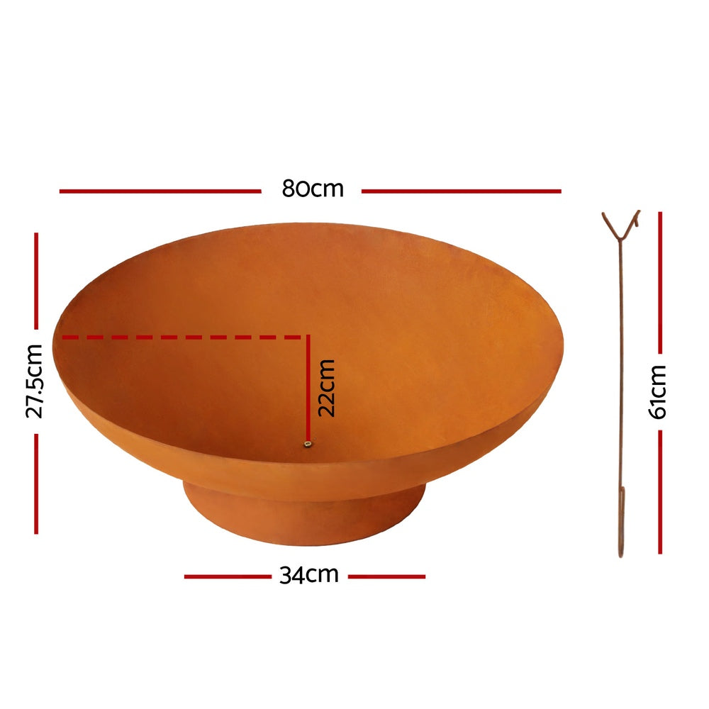 Elegant 80cm Iron Bowl Fire Pit