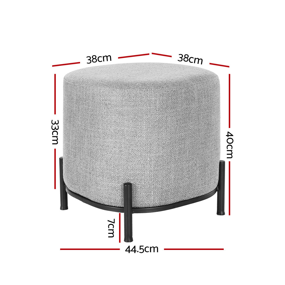 Artiss Gladstone Square Linen Foot Stool Grey — Allure Home Collections