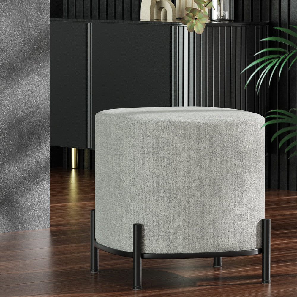 Artiss Gladstone Square Linen Foot Stool Grey — Allure Home Collections