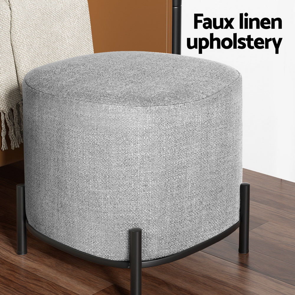 Artiss Gladstone Square Linen Foot Stool Grey — Allure Home Collections