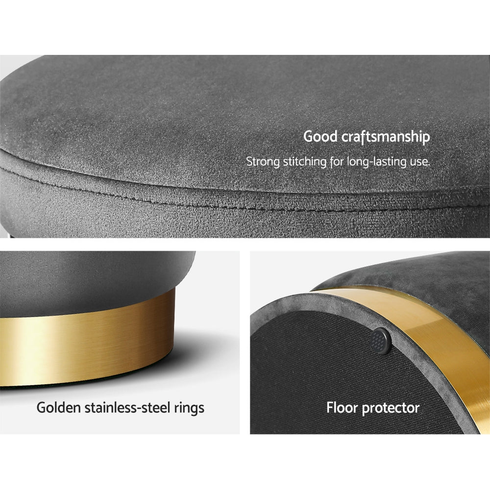 Artiss Tufted Velvet Storage Ottoman with Gold Accent Charcoal Grey Cream or Green — Allure Home Collections