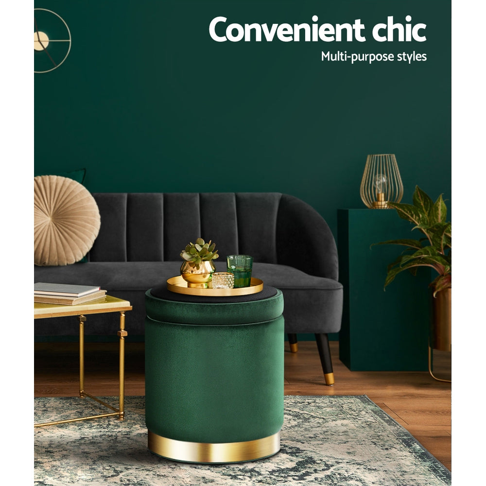 Artiss Tufted Velvet Storage Ottoman with Gold Accent Charcoal Grey Cream or Green — Allure Home Collections