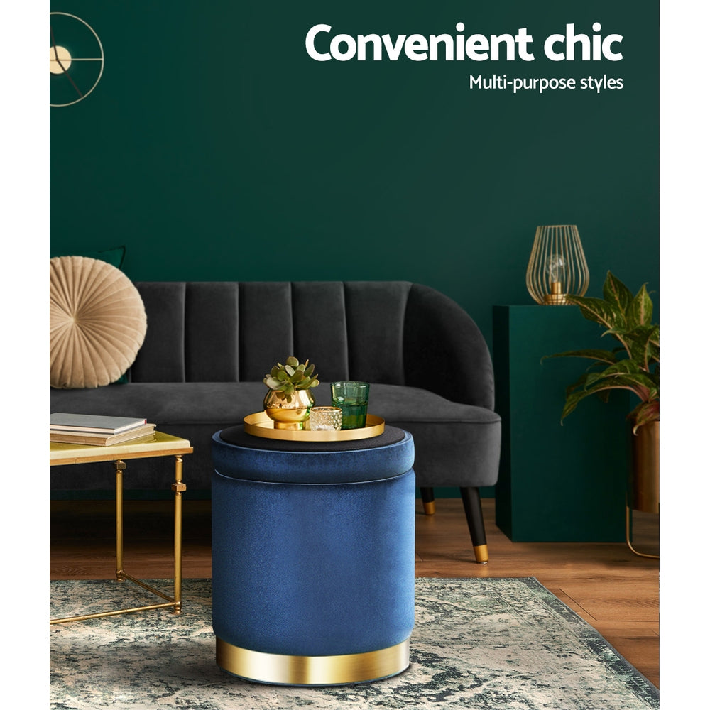 Artiss Tufted Velvet Storage Ottoman with Gold Accent Charcoal Grey Cream or Green — Allure Home Collections