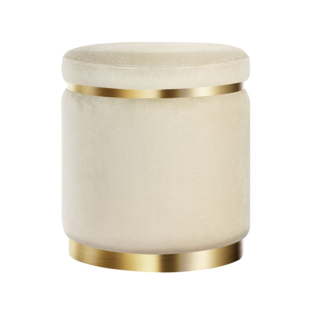 Artiss Tufted Velvet Round Ottoman Pouffe Cream Green or Navy — Allure Home Collections