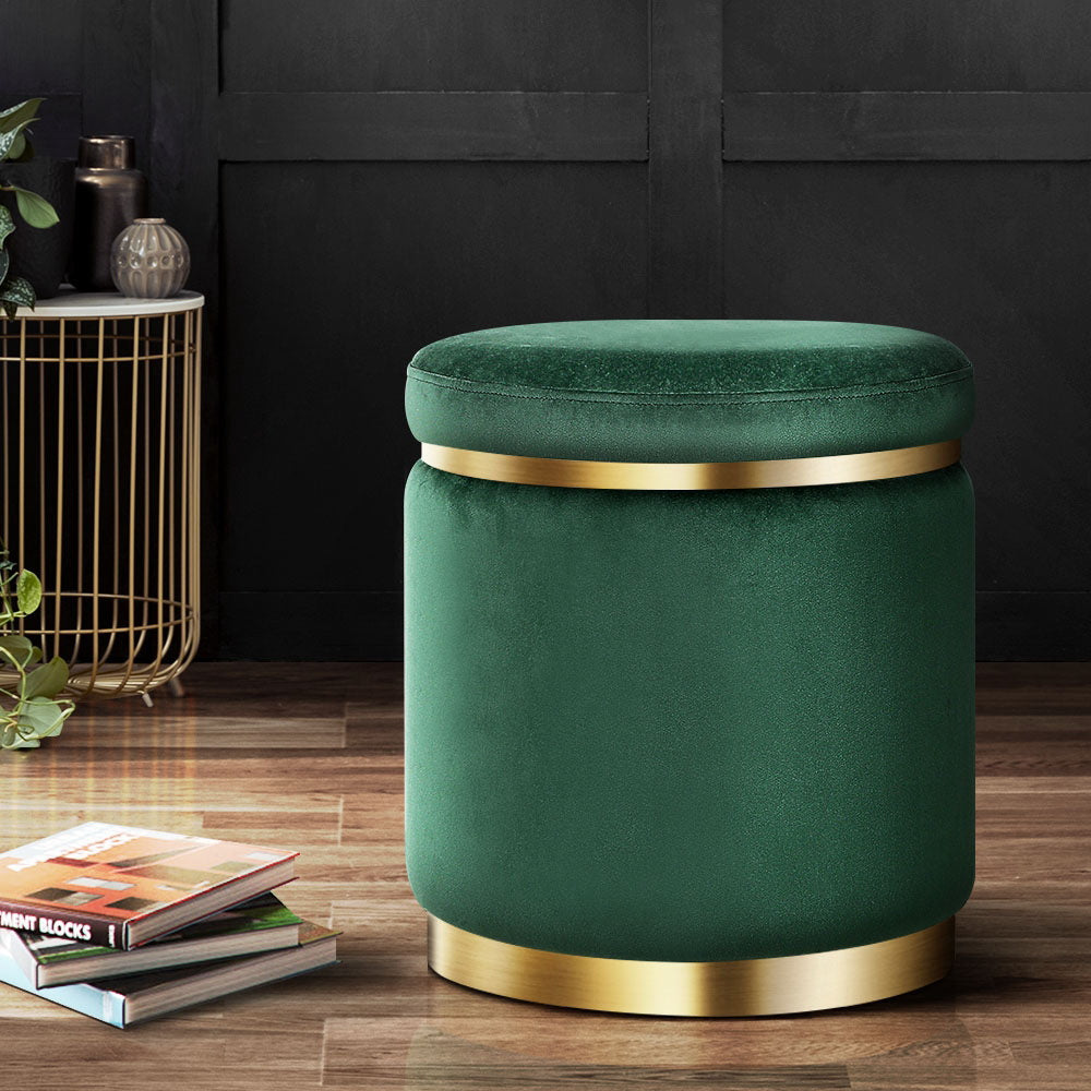Artiss Tufted Velvet Round Ottoman Pouffe Cream Green or Navy — Allure Home Collections