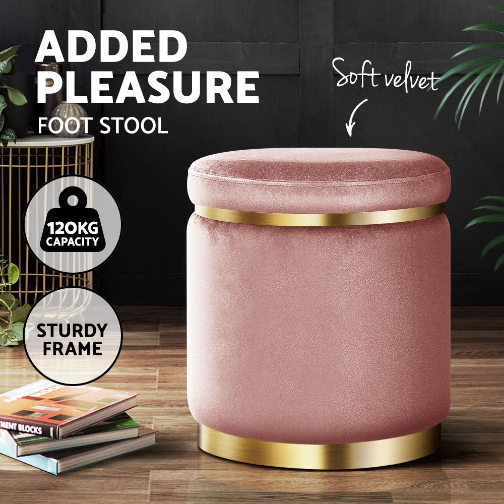 Artiss Tufted Velvet Round Ottoman Pouffe Cream Green or Navy — Allure Home Collections