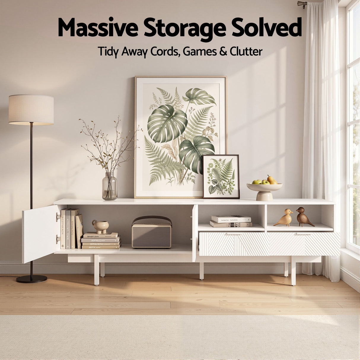 Bridport 200cm Entertainment Unit, White