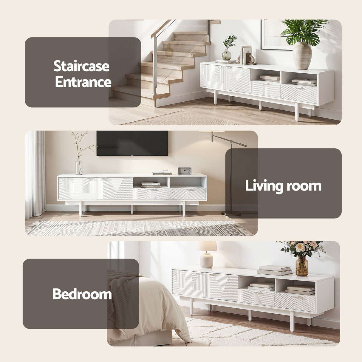 Bridport 200cm Entertainment Unit, White