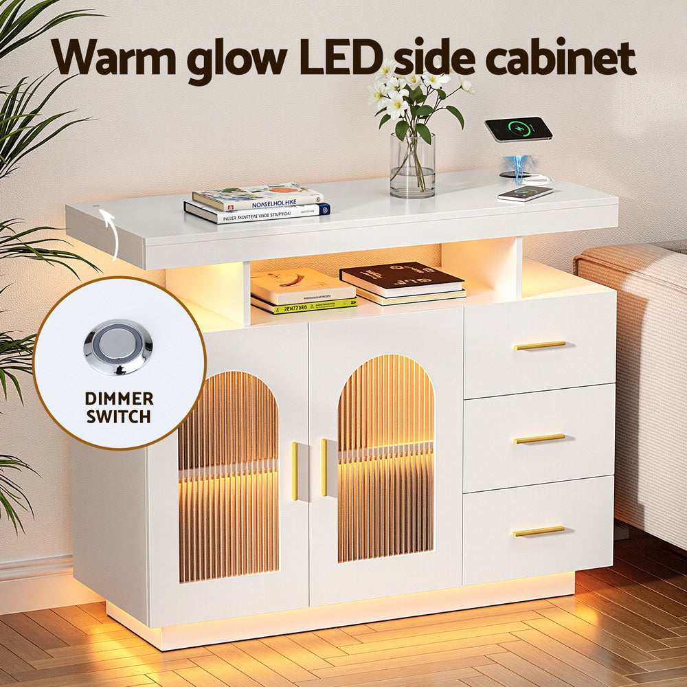 Irymple 2 Door 3 Drawer Buffet Sideboard, White