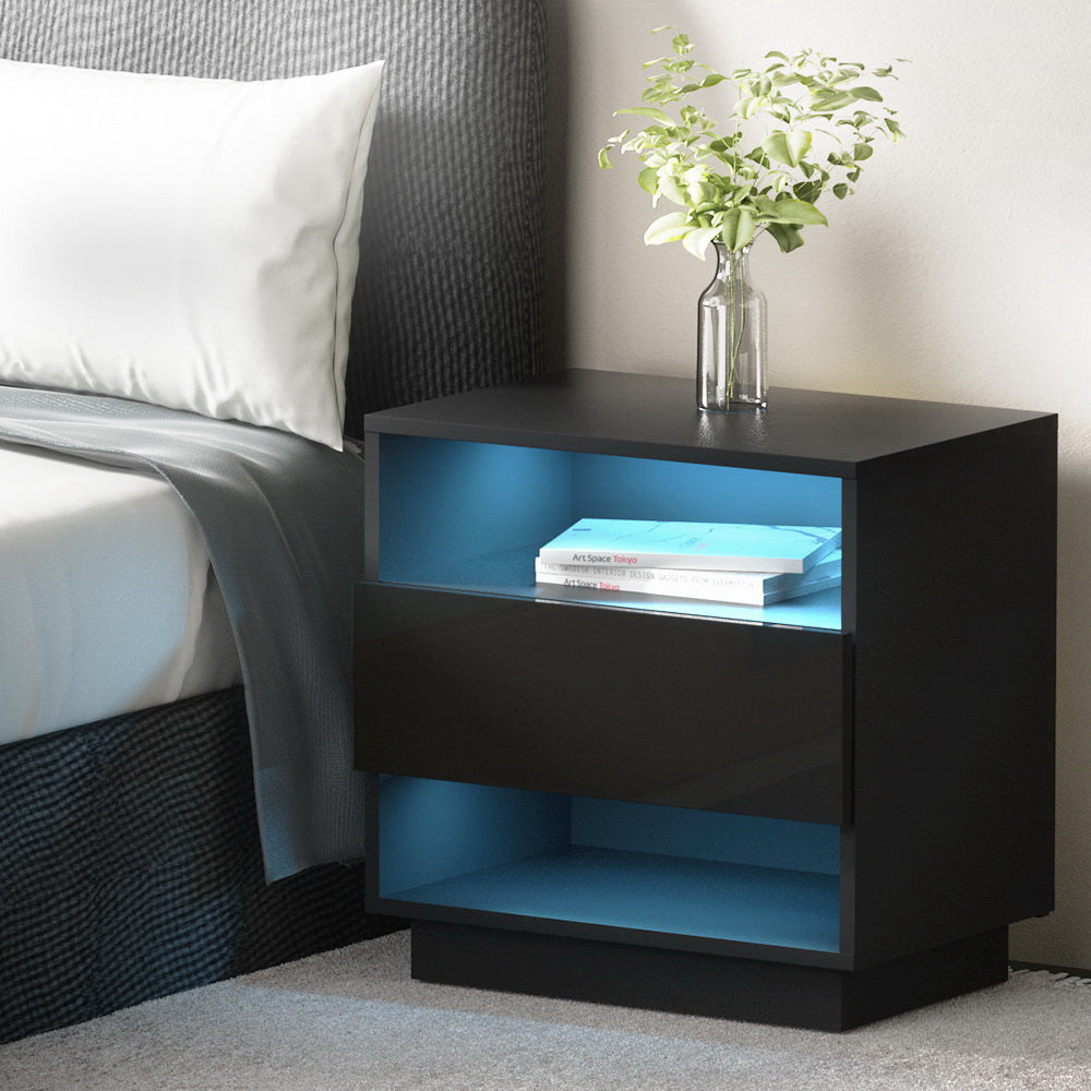 Pimlico LED Bedside Table, Black