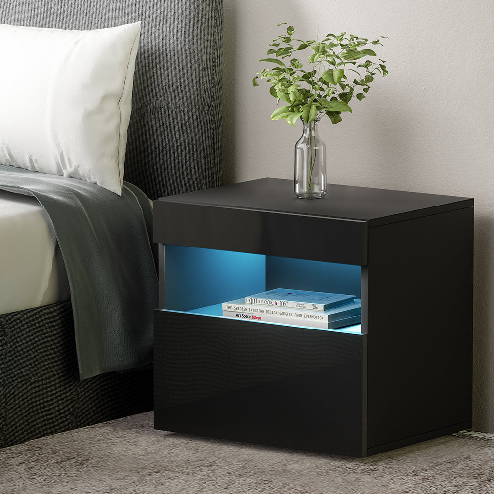 Bagotville LED Bedside Table, Black