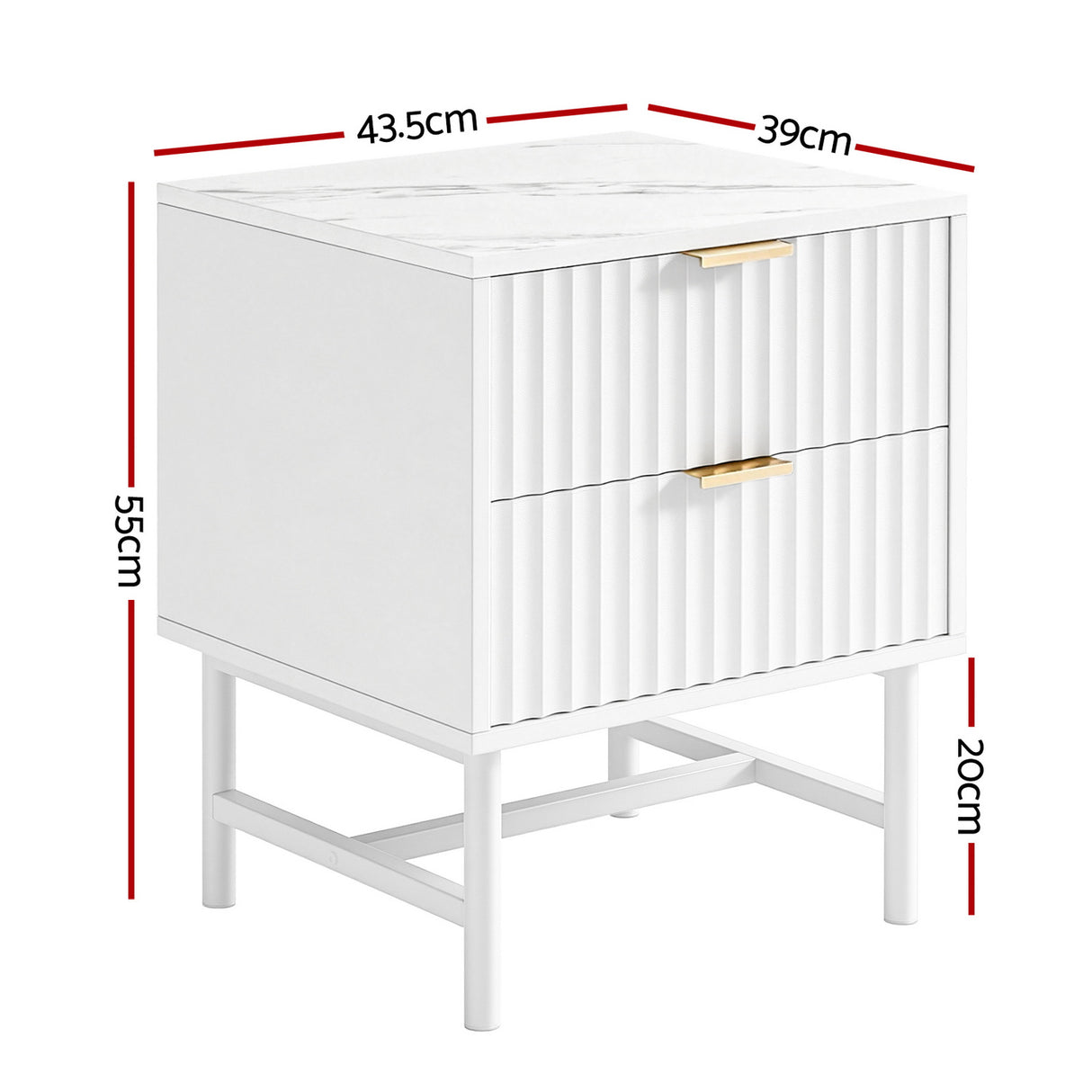 Lynwood 2 Drawer Bedside Table, White