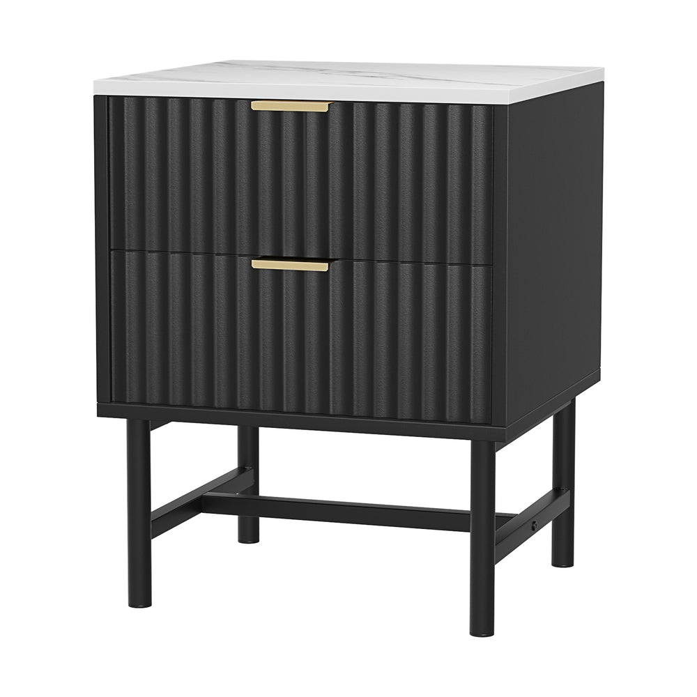 Lynwood 2 Drawer Bedside Table, Black