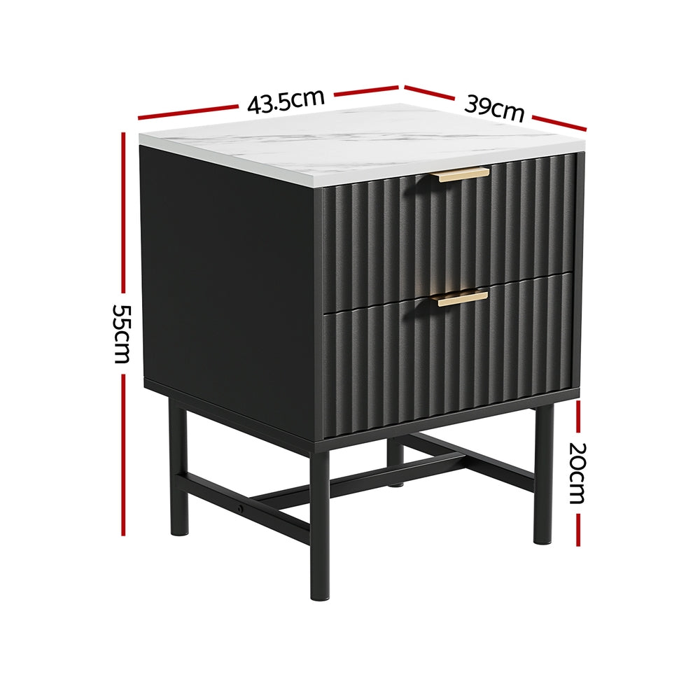 Lynwood 2 Drawer Bedside Table, Black