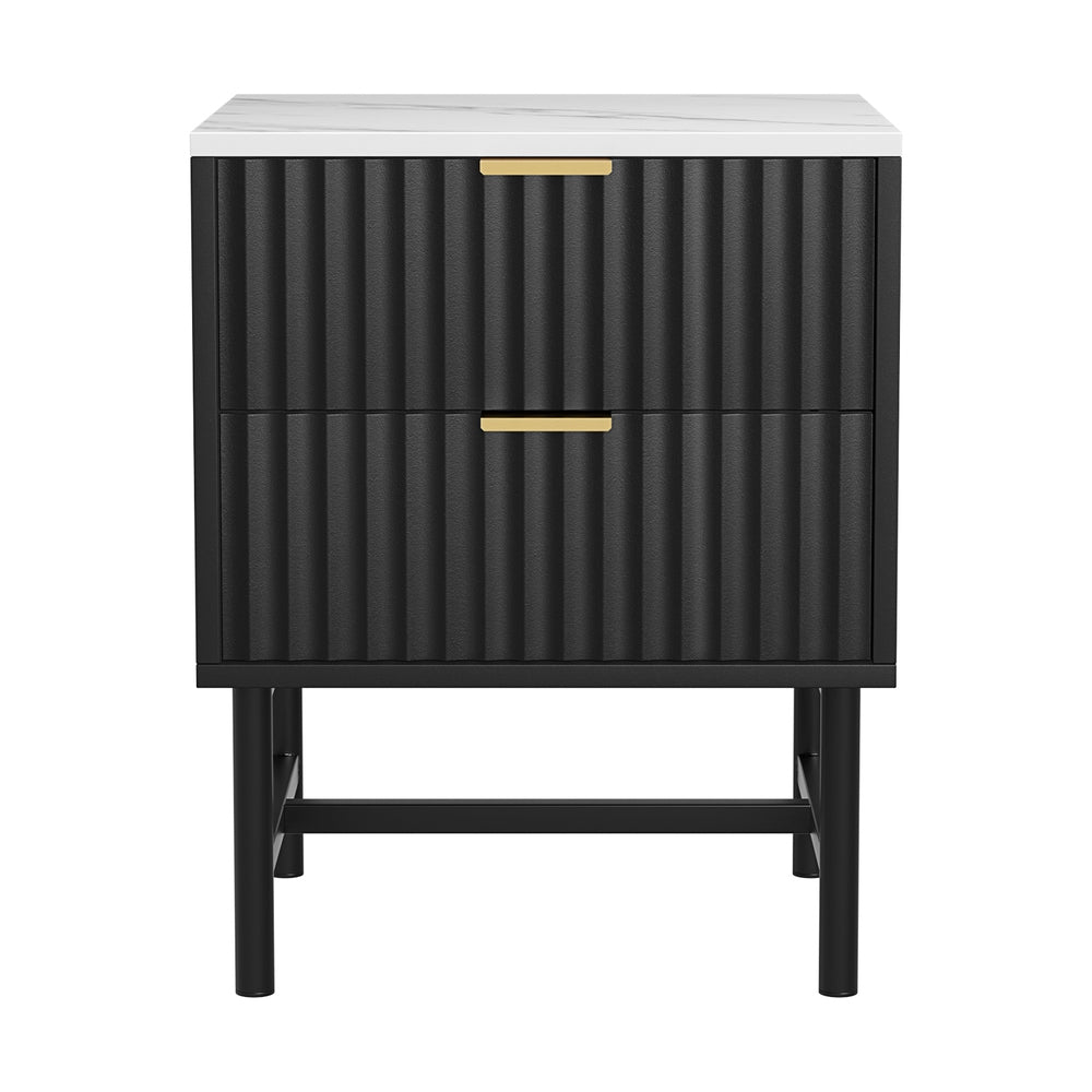 Lynwood 2 Drawer Bedside Table, Black