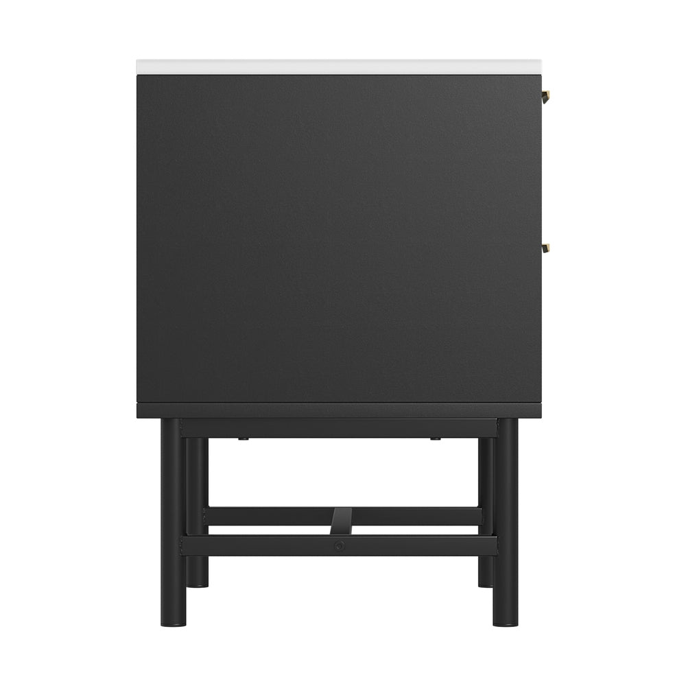 Lynwood 2 Drawer Bedside Table, Black