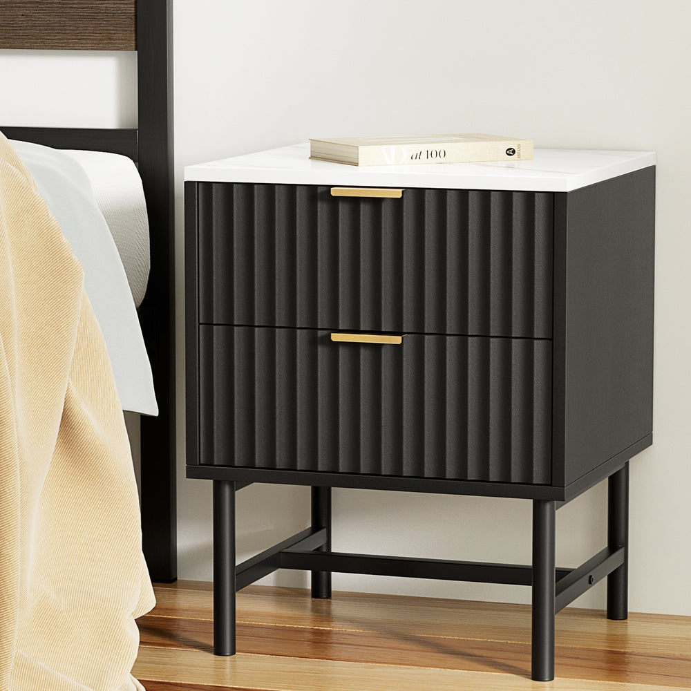 Lynwood 2 Drawer Bedside Table, Black