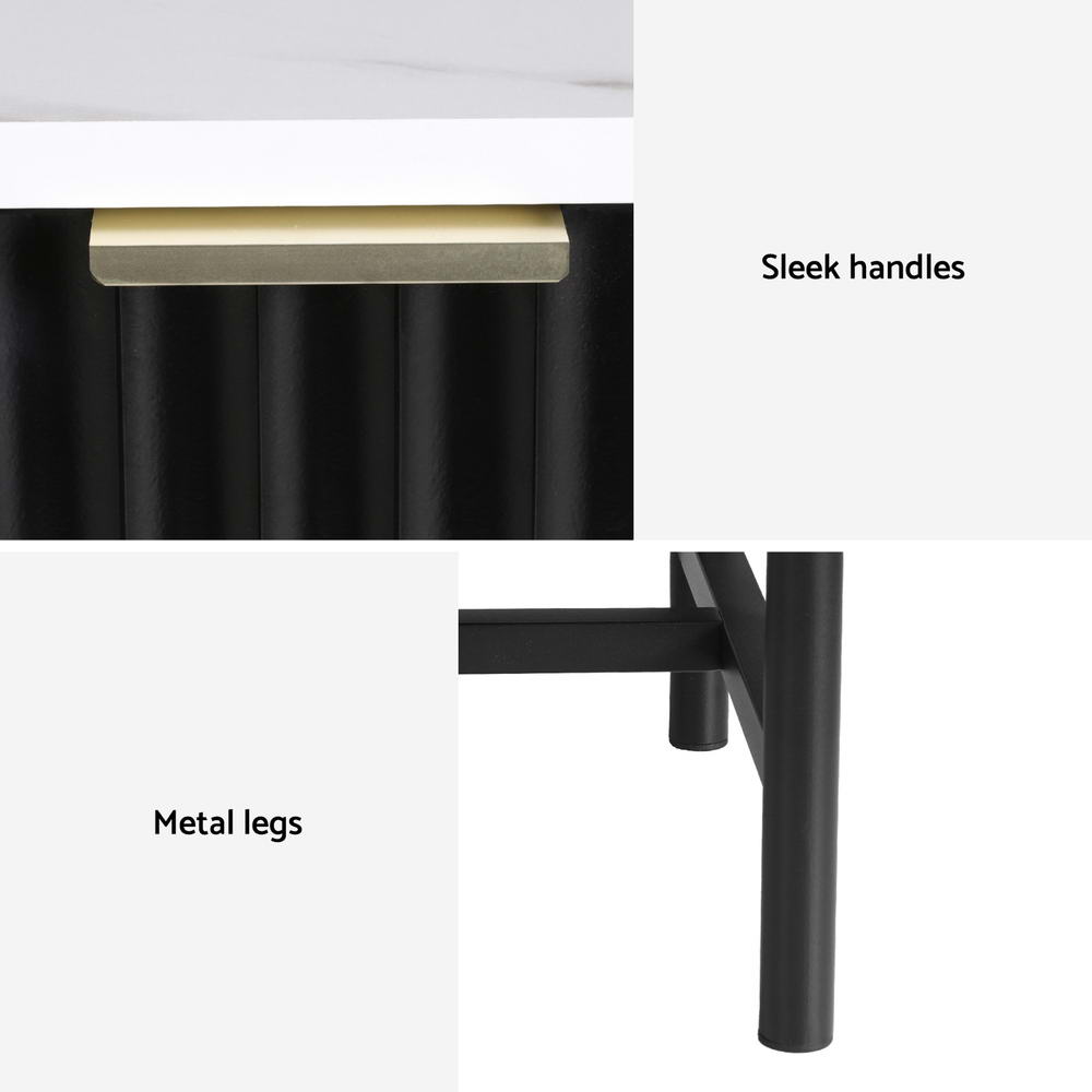 Lynwood 2 Drawer Bedside Table, Black