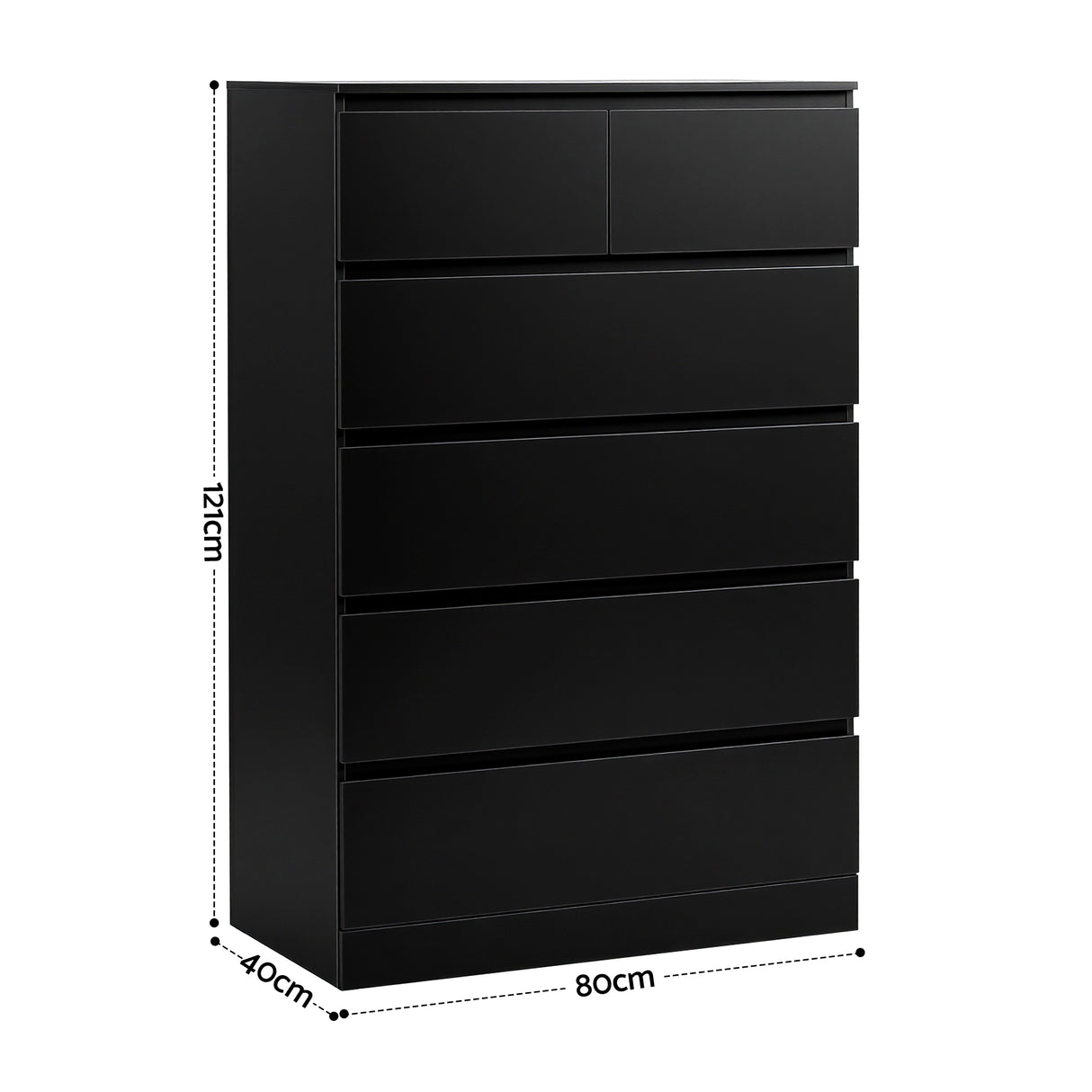Bowral 6 Drawer Tallboy, Black view 2