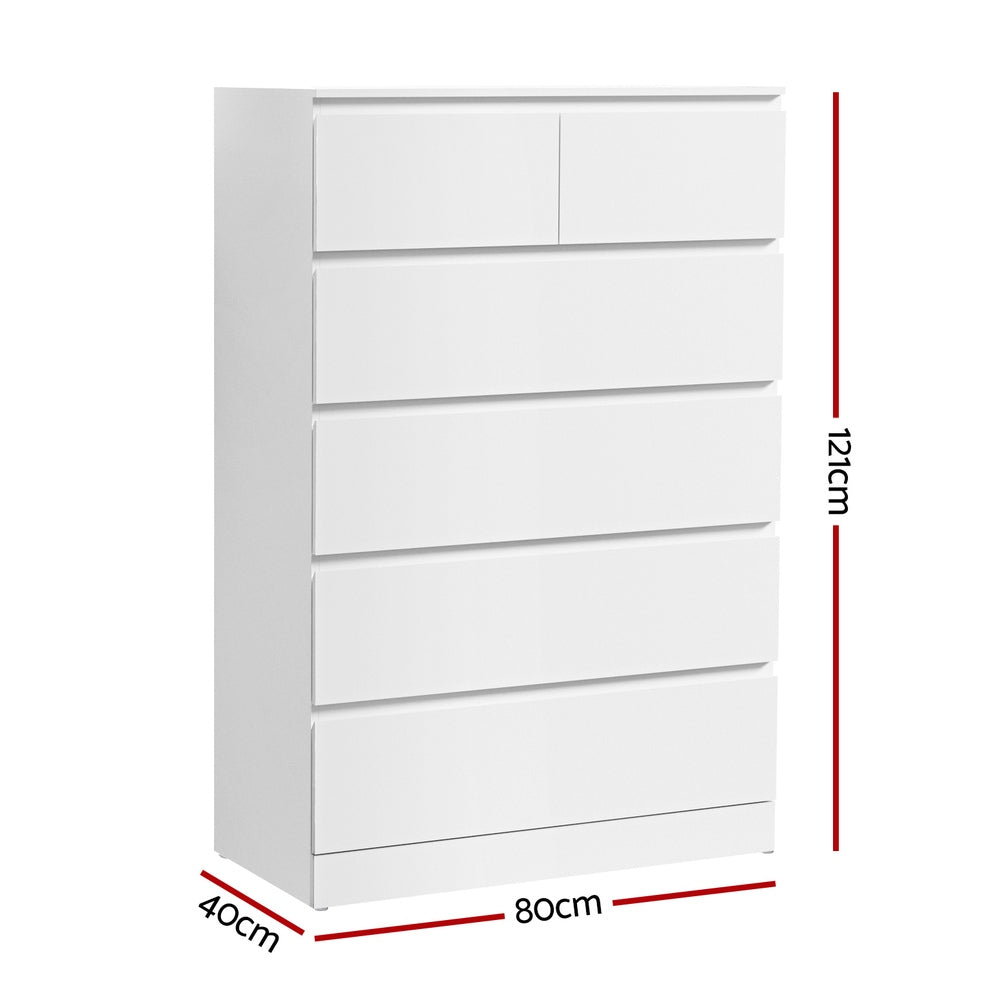 Bowral 6 Drawer Tallboy, White view 3