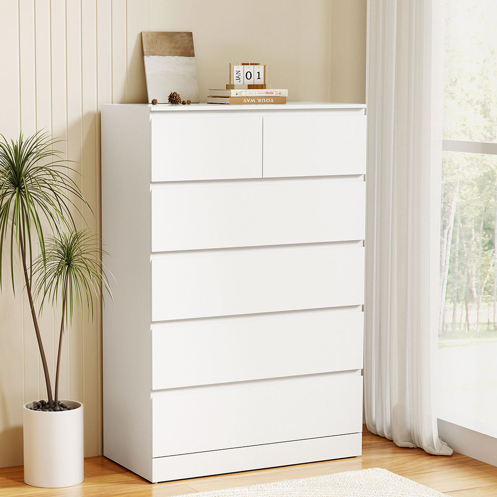 Bowral 6 Drawer Tallboy, White
