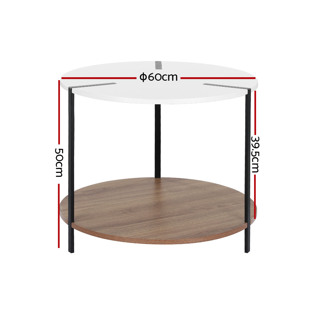 Artiss Cedric Round Coffee Table - White