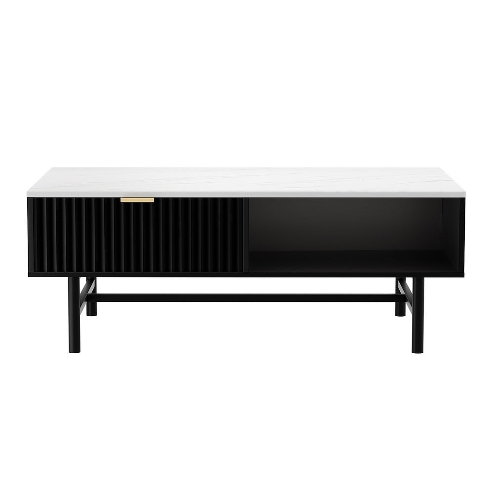 Artiss Black Coffee Table with Drawer and Open Shelf — Allure Home Collections