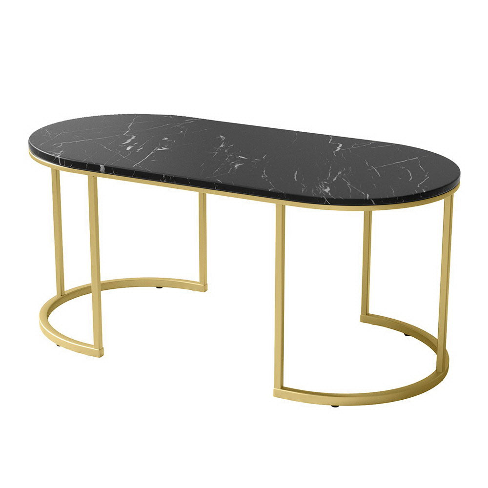 Reefton Marble Coffee Table, Gold and Black