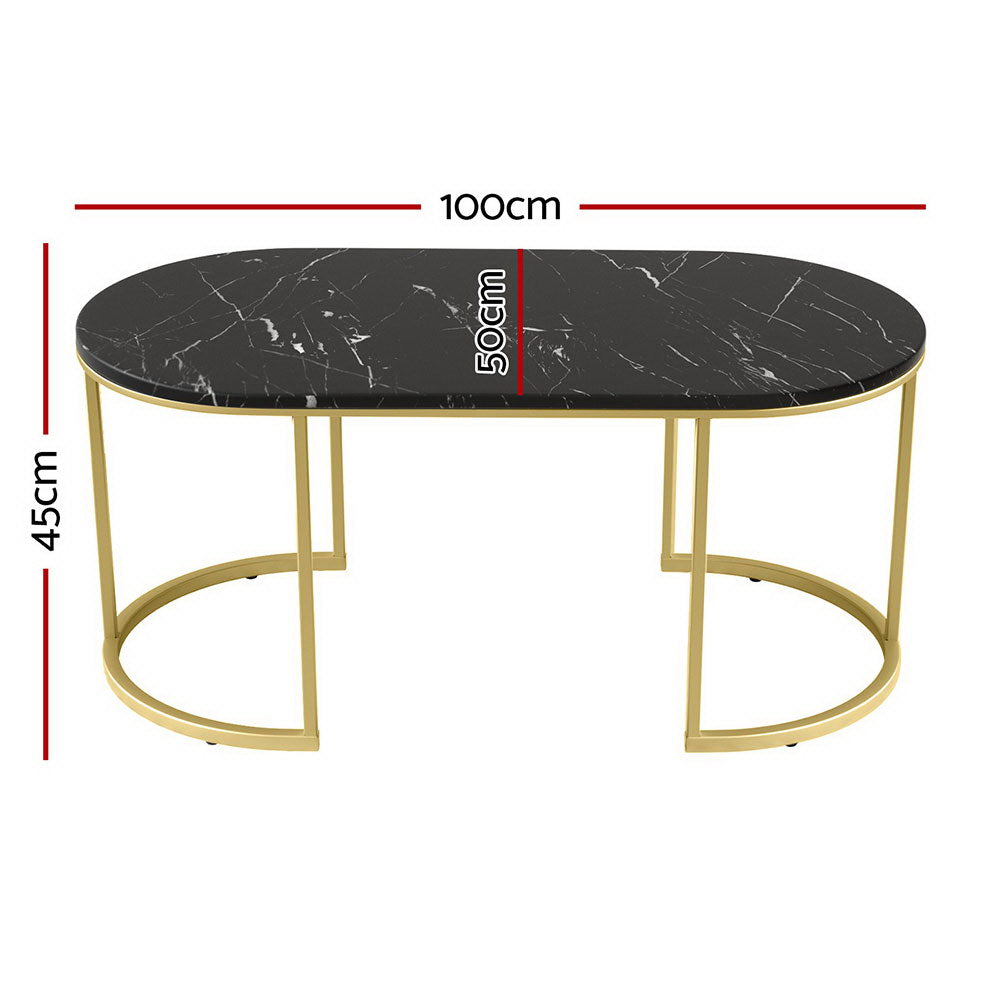 Reefton Marble Coffee Table, Gold and Black