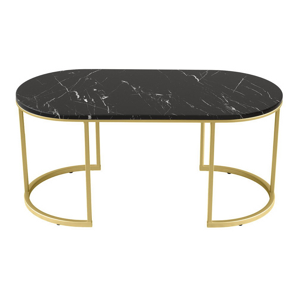 Reefton Marble Coffee Table, Gold and Black