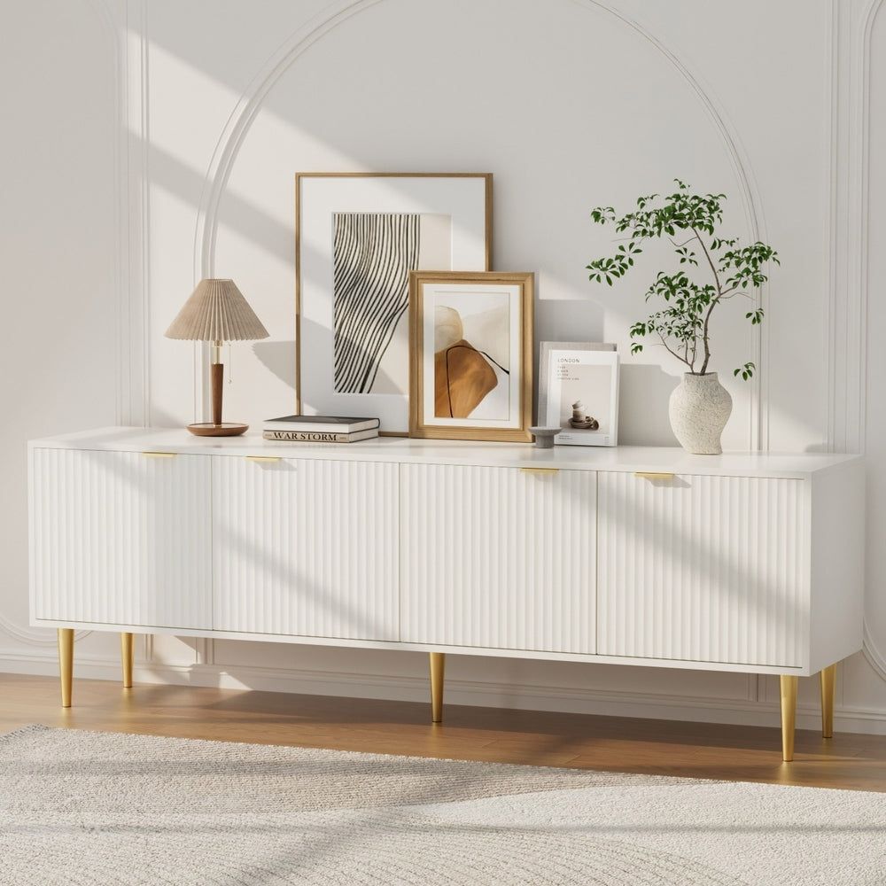 Boat Harbour 180cm Entertainment Unit, White and Gold