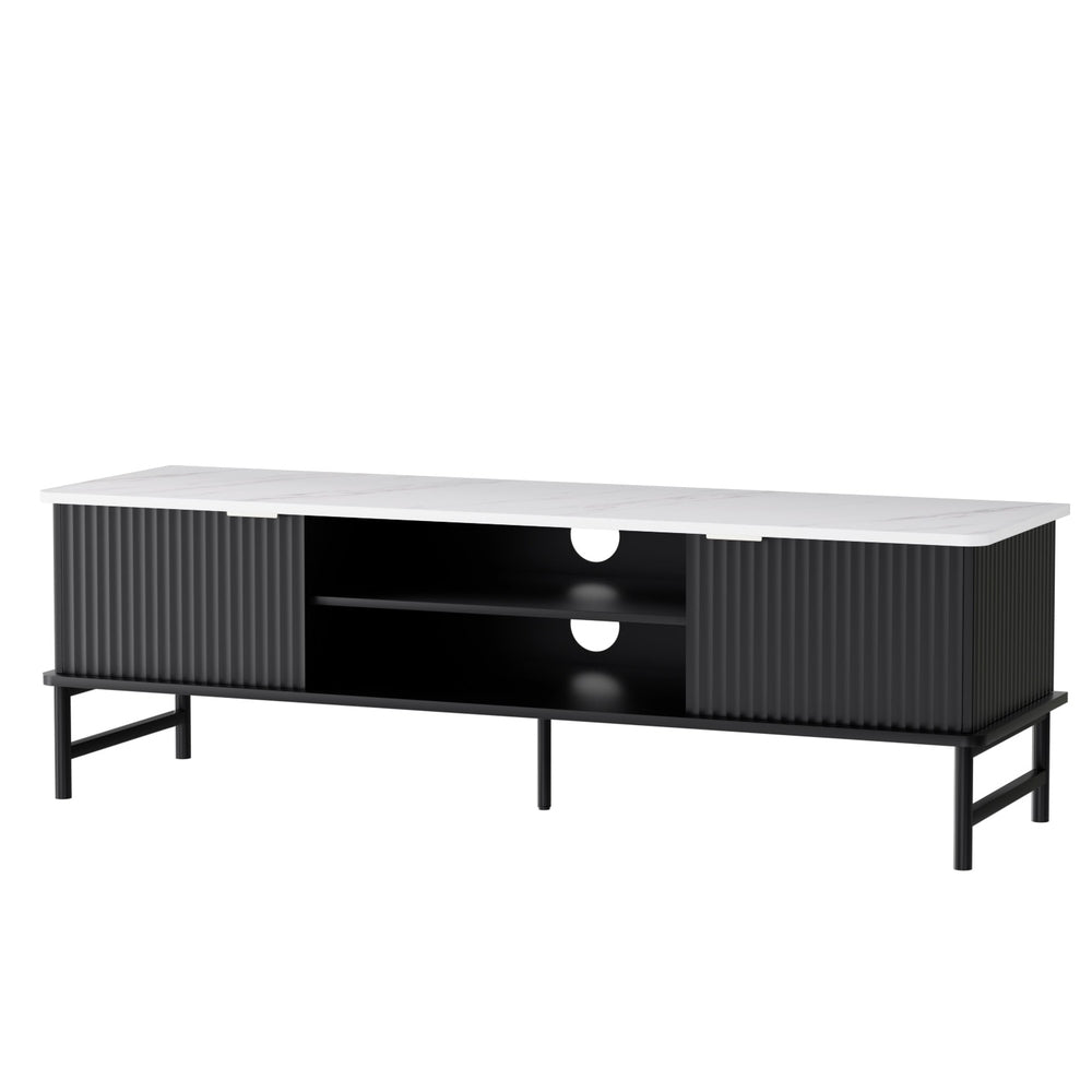 Stanley 140cm Entertainment Unit, White and Black