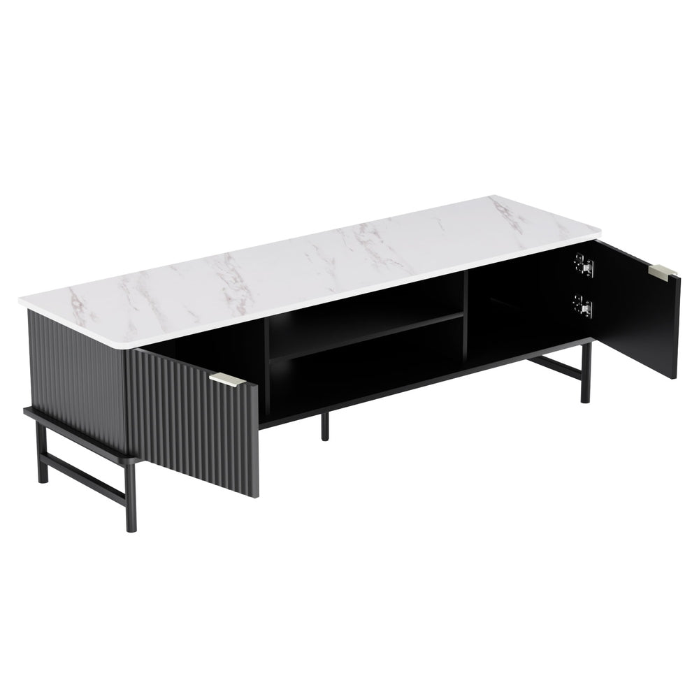 Stanley 140cm Entertainment Unit, White and Black