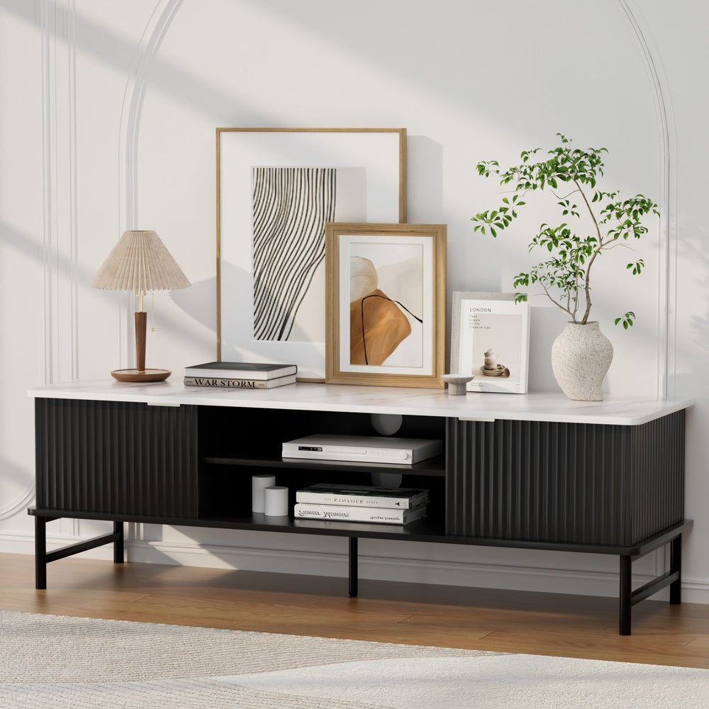 Stanley 140cm Entertainment Unit, White and Black