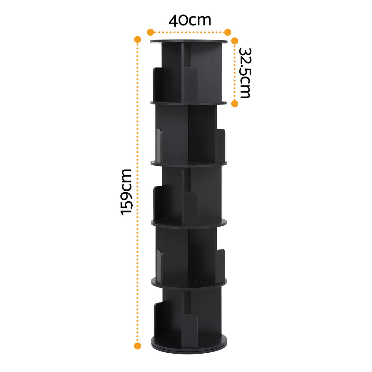 Prospect 5 Tier Rotating Bookshelf, Black