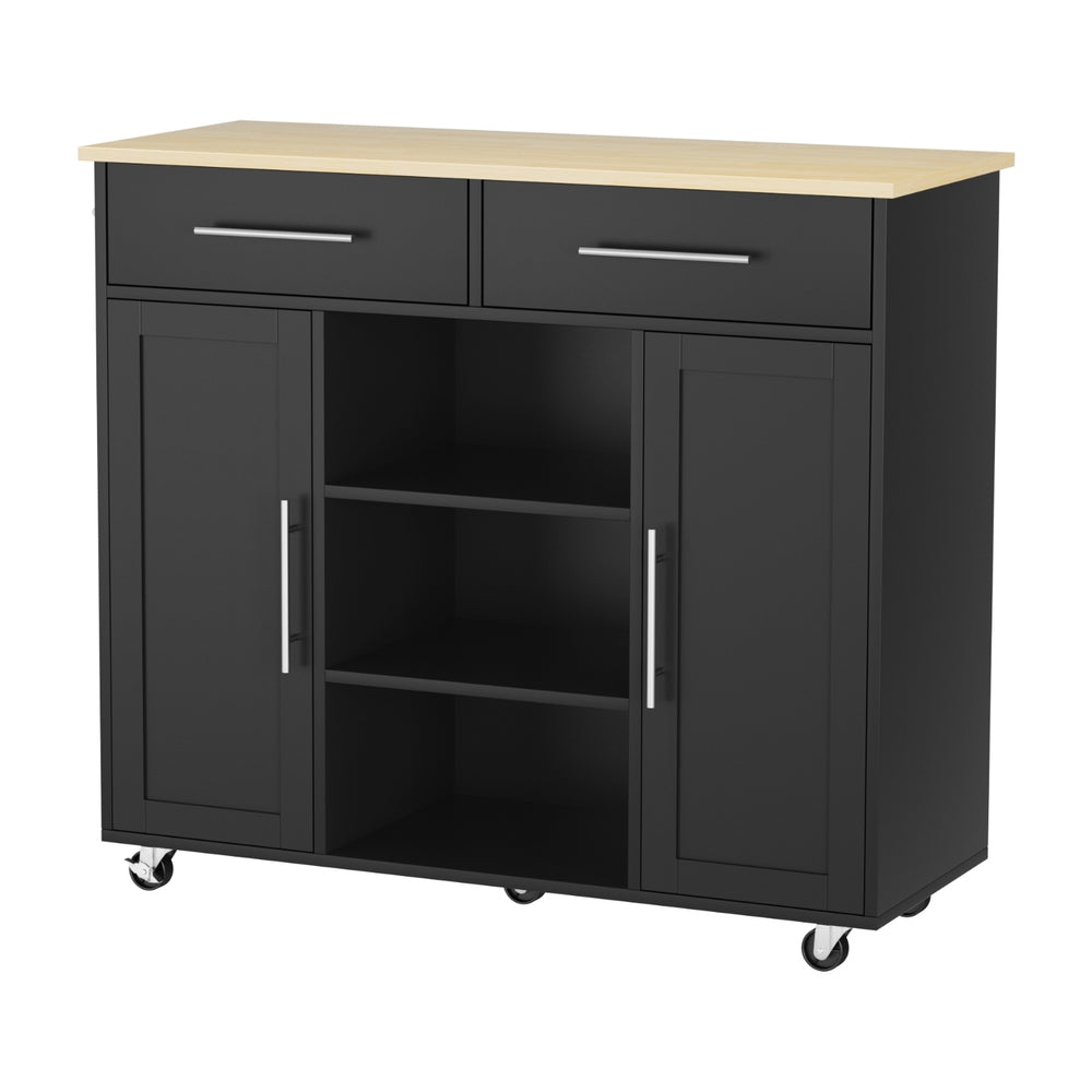 Kitchen island trolley rolling serving cart in black