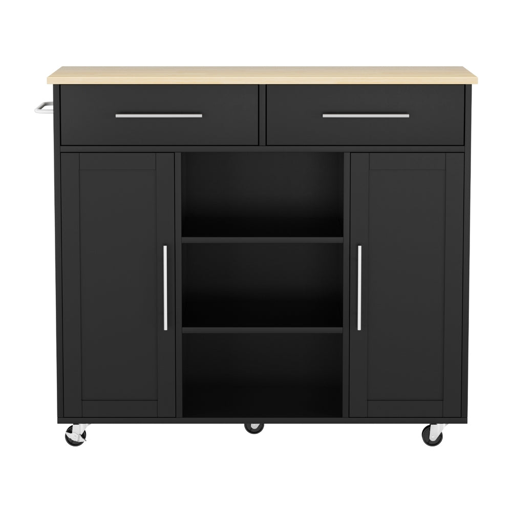 Kitchen island trolley rolling serving cart in black