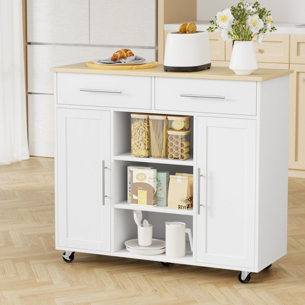 Susten Kitchen Island Cart, 100cm, White