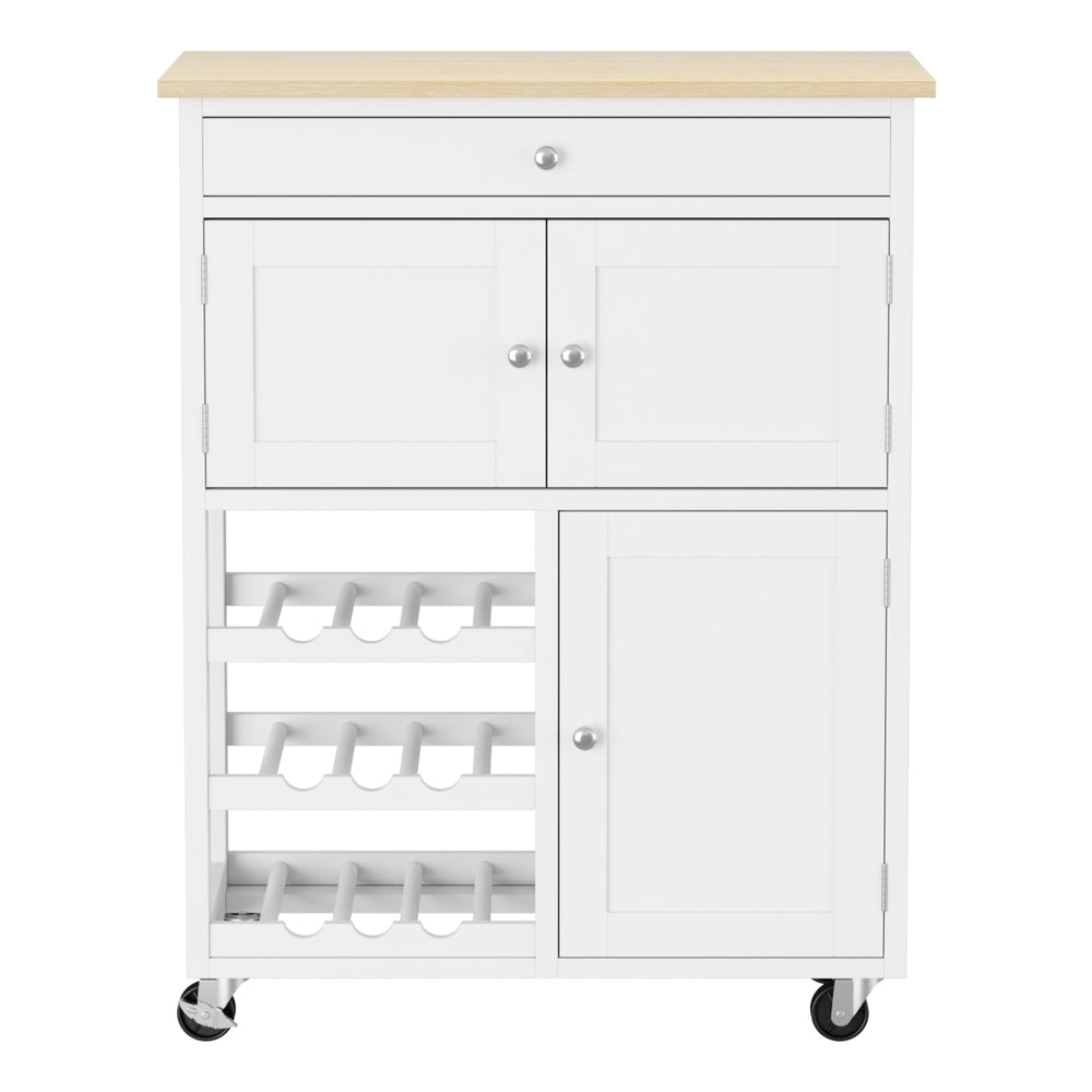 Splugen Kitchen Island Cart, 67cm, White and Oak