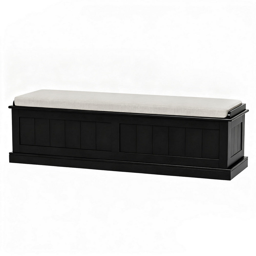 Artiss 140cm Fluted Storage Ottoman Blanket Box Black — Allure Home Collections