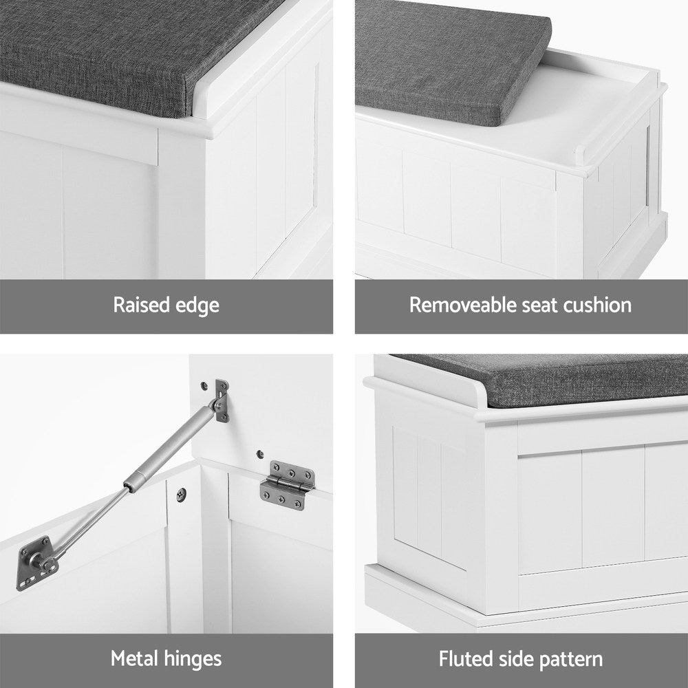 Artiss 140cm Fluted Storage Ottoman Blanket Box Grey — Allure Home Collections